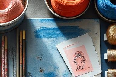 Artistic studio space with fabric swatches