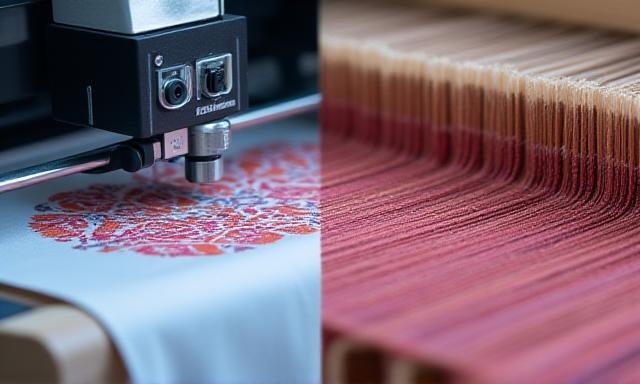 Comparison of digital print patterns and heritage woven fabric