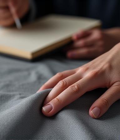 Creative Director reviewing fabric samples